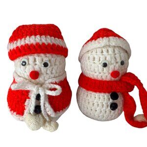 Mr. & Mrs. Snowman Granny Handmade Crochet 5" Christmas
